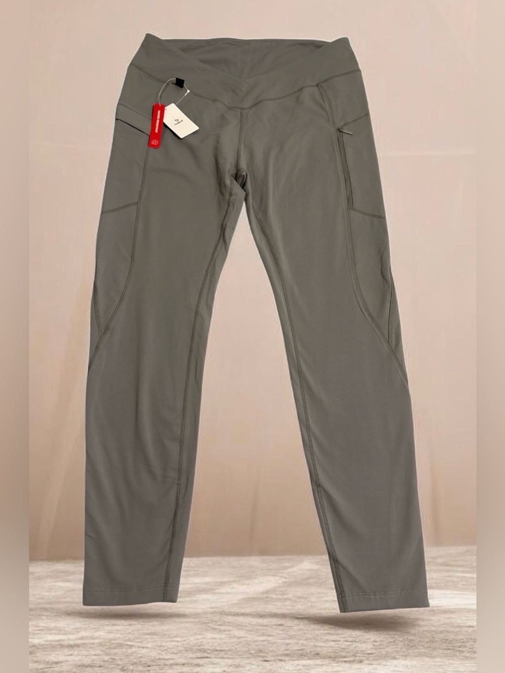 NWT Activewear High Rise Leggings with Side Zipper Pocket Gray Size XL